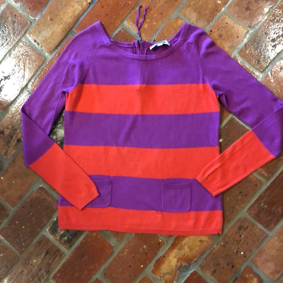 Ann Taylor LOFT Long Sleeve Color Block Zip Back Lightweight Sweater szM - Picture 2 of 12